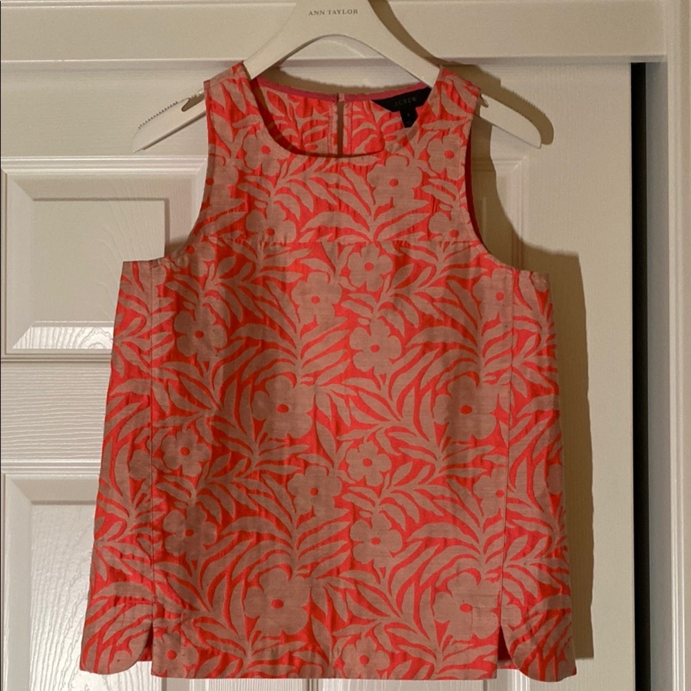Ann Taylor Coral Floral Sleeveless Top